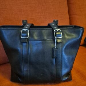 Coach Black Leather Tote Bag